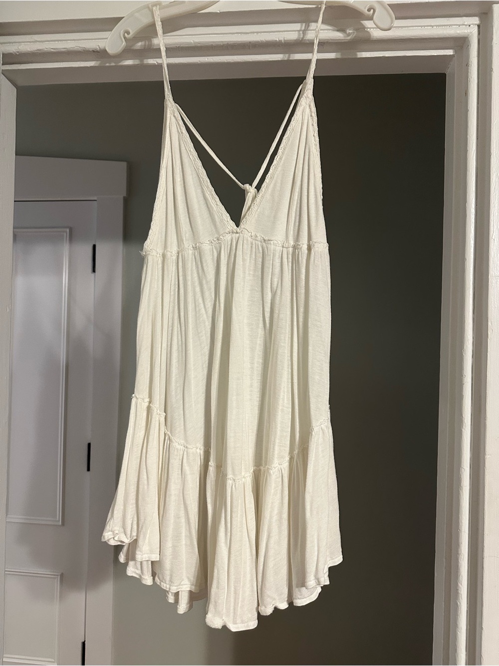 Free People Ivory Sleeveless V-Neck Mini Dress